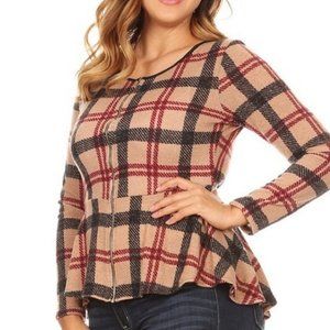 PEPLUM JACKET STYLE TOP - 1XL, 2XL, and 3XL Sizes Available